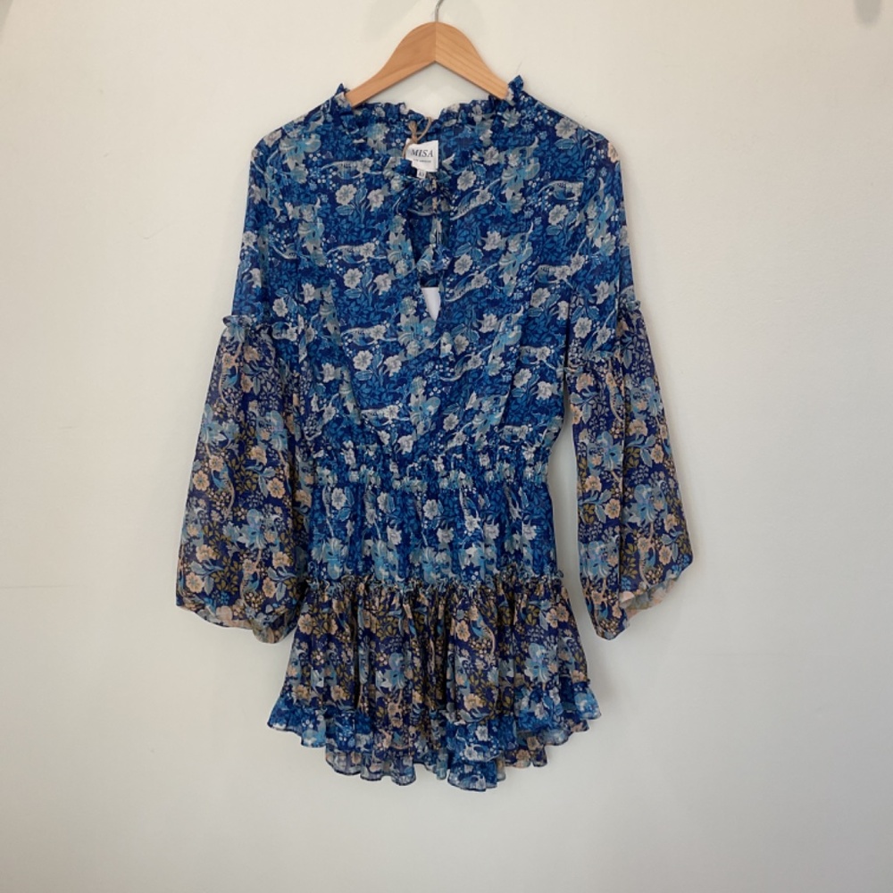 MISA Los Angeles—XS—Blue floral Print Dress